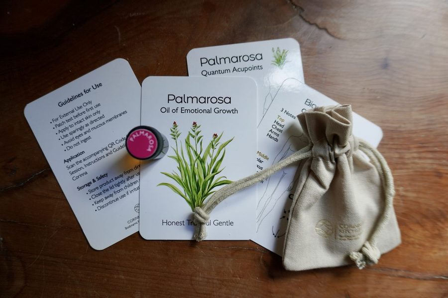 Palmarosa aromatic experience — oil, cards and linen bag